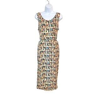 MOON COLLECTION Side Cut-Out Floral Dress w/ Love & Peace Spell Out Sz XL